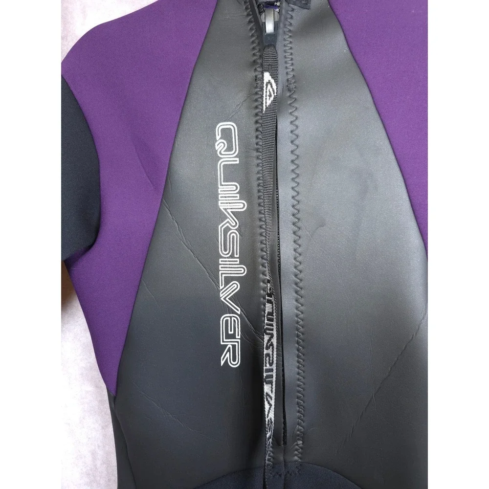 Quiksilver Shorty Wetsuit Purple Black‎ Short Sleeve Size L